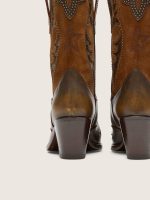 '70 Wish Star low boots in brown leather with heel and micro-studs - Image 6