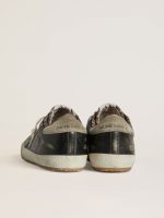 Men's Super-Star in black leather with gray suede star and heel tab - Image 4