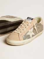 Women's Super-Star in silver glitter with leather star and heel tab - Image 3