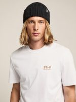 Black wool beanie with white star - Image 3