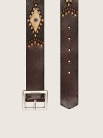 Women's Sierra belt in mahogany leather with decorative studs - Image 3