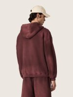 Unisex hooded sweatshirt in burgundy cotton with logo - Image 6