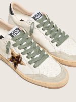Olive-green laces with silver details