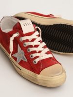Men's V-Star in dark red suede with silver star and heel tab - Image 4