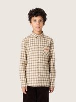 Boys' shirt in beige and brown checked cotton flannel - Image 5