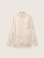 Women's shirt in ivory silk blend satin with print