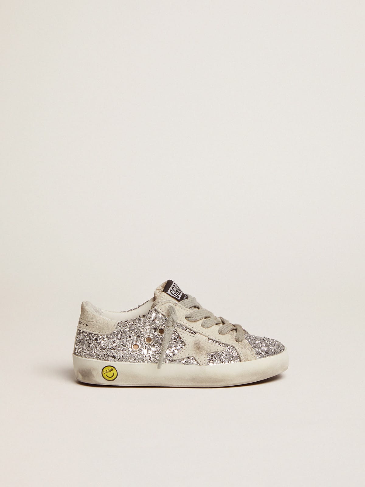 e807f5e9e26b72ed9533a88ffaf9bb5f327390522f2955c04db0cbabd56d001a Junior Super-Star with silver glitter and suede details - Image 1