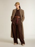 Women's double-breasted coat in a beige wool blend - Image 3