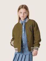 Journey unisex bomber jacket in military-green nylon twill with embroidered patch - Image 7
