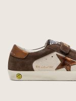 Young Old School in sand laminated leather and brown suede, with orange laminated leather star - Image 4