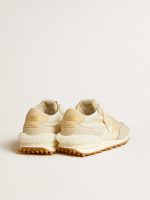 Women's Marathon in beige nylon and gray leather with beige printed star - Image 4