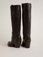 Women's Wish Star boots in black leather with star embroidery - Image 5
