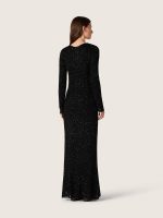 Women's long dress in black mesh with black sequins - Image 4
