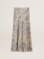 Women's long pleated skirt with multicolor floral sequin print - Image 6