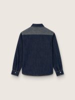 Kids' shirt in blue chambray with reverse details and embroidered logo - Image 2