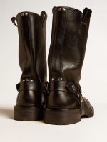 Kurt boots in glossy black leather with silver-colored buckle and studs - Image 5