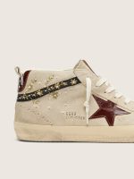 Women's Mid Star in pearl suede with burgundy leather star and pearl and embroidery inserts - Image 4
