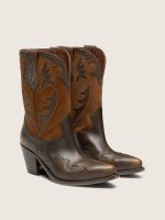 '70 Wish Star low boots in brown leather with heel and micro-studs - Image 2