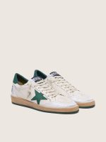 Men's Ball Star in white nappa leather with green leather star and heel tab - Image 2