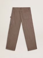 Men's wool blend pants in light brown micro chevron - Image 6