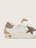 Young Super-Star in white leather with dark gray suede star and beige suede inserts - Image 4