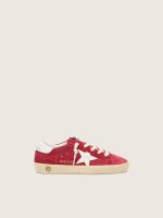 Junior Super-Star in red suede with white leather star and heel tab