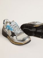 Women's Dad-Star in mesh and silver foiled leather with black suede star - Image 4