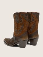 '70 Wish Star low boots in brown leather with heel and micro-studs - Image 4