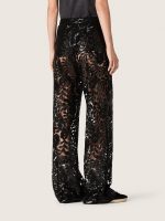 Women's tulle pants with floral embroidery in black sequins - Image 6