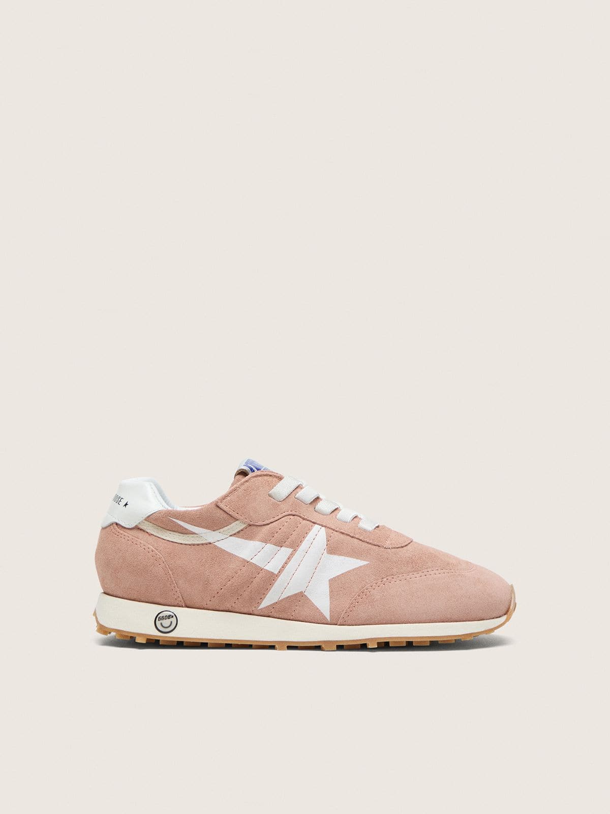 ea37f6e7d2fddac9011c25ab684bf7a04730bbc6f4af3733408db41b6a8906c6 Junior Marathon in pink suede with white star - Image 1