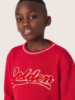 Kids' sweater in red cotton with embroidered logo - Image 4