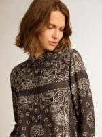 Pajama shirt in anthracite gray with paisley print - Image 2