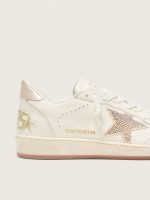 Women's Ball Star in white leather with crystal star and metallic heel tab - Image 4