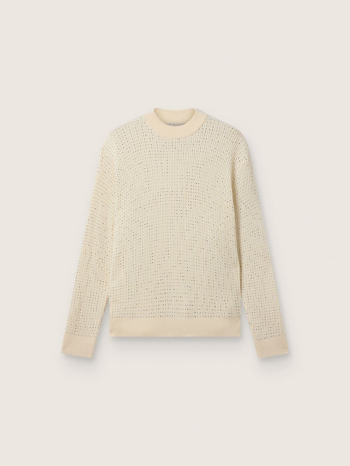 eab1dad83ed0adbcfc15668a889a234e332cc160ccd61100f5225dd46c199a6d Men's crew-neck sweater in white merino wool with all-over crystals - Image 1