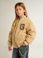 Kids beige fleece bomber jacket - Image 6
