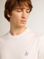 Men's white T-shirt with silver glitter star on the front - Image 2