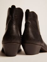 Young ankle boots in black leather with sand-colored embroidery - Image 5