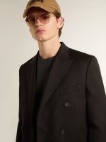 Men's black double-breasted blazer with button fastening - Image 5