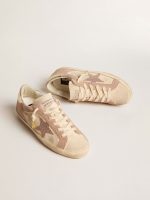 Woman's Super-Star in pale pink suede with suede star and platinum heel tab - Image 2