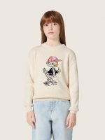 Golden girls' sweater in white cotton yarn with mascot embroidery - Image 5