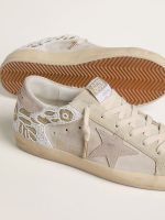 Women's Super-Star in beige suede with bead embroidery and laminated suede star - Image 3