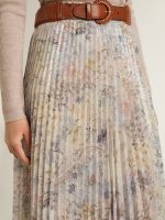 Women's long pleated skirt with multicolor floral sequin print - Image 5