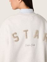Star unisex sweatshirt in gray cotton with embroidery and crystals - Image 4