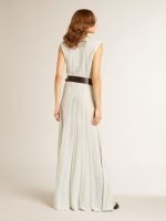 Women's baby blue dress with vertical striped pattern - Image 3