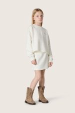 Journey girls' miniskirt in white cotton fleece with crystals and embroidery - Image 3