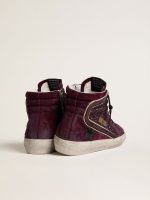Women's Slide in black cherry glitter and suede with leather star and metallic leather flash - Image 4