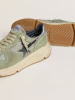 Men's Running Sole in sage-green nylon and suede with printed black star - Image 3