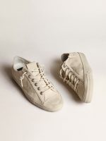 V-Star in light cream canvas with milk-white leather star - Image 2