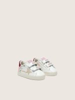 Baby Old School in white leather with pearl suede star and flower print - Image 2