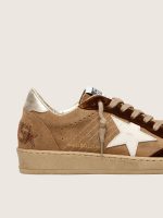 Women's Ball Star in tobacco suede with white leather star and cognac velvet inserts - Image 5